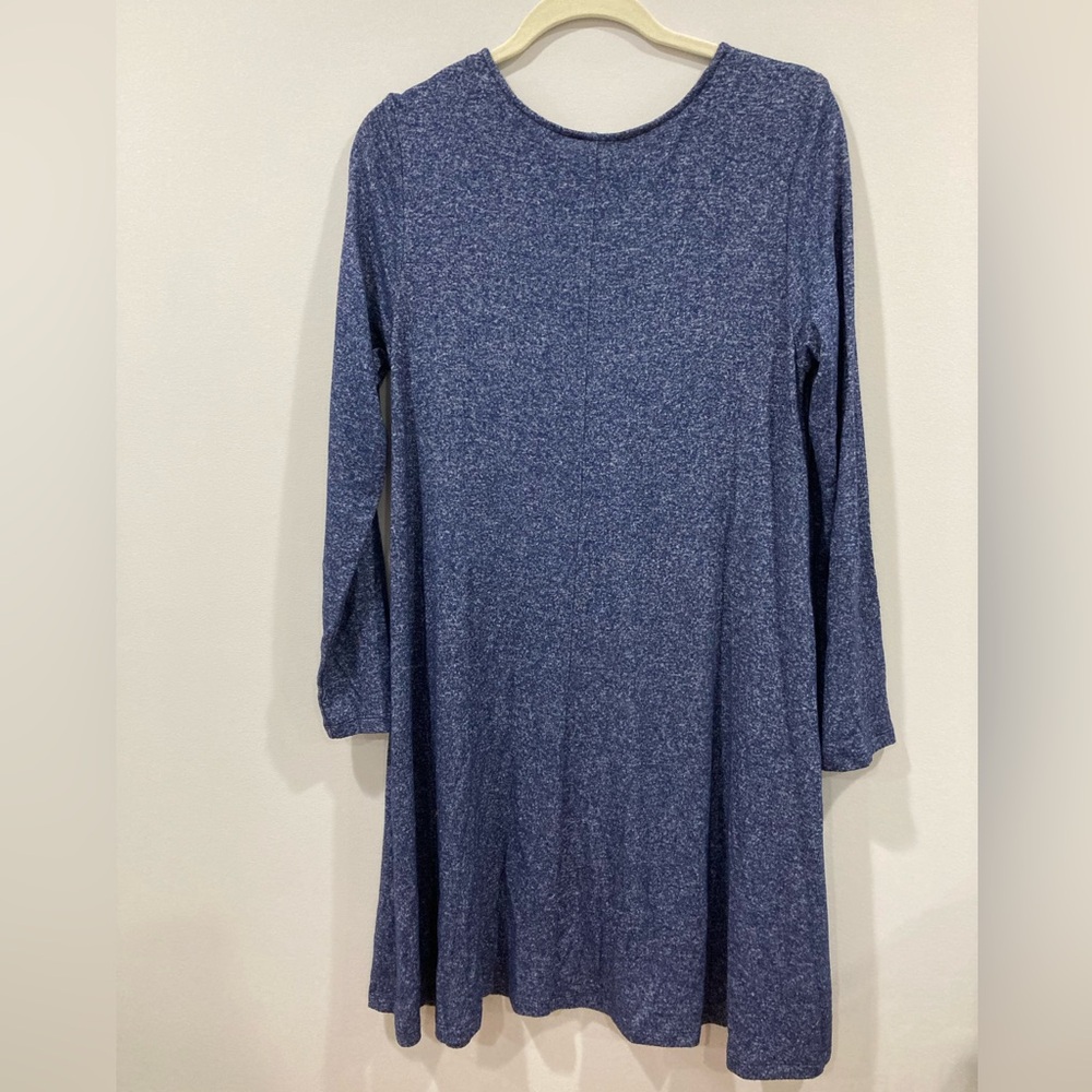 Old Navy Long Sleeve Blue Dress Scoop Neck Medium Plush Knit Swing Dress - Picture 7 of 11